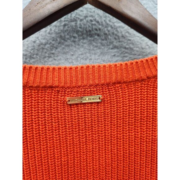Michael Kors Womens Orange Knit Sweater With Lace-Up Sides Size M 69% Cotton 31% - Picture 4 of 5